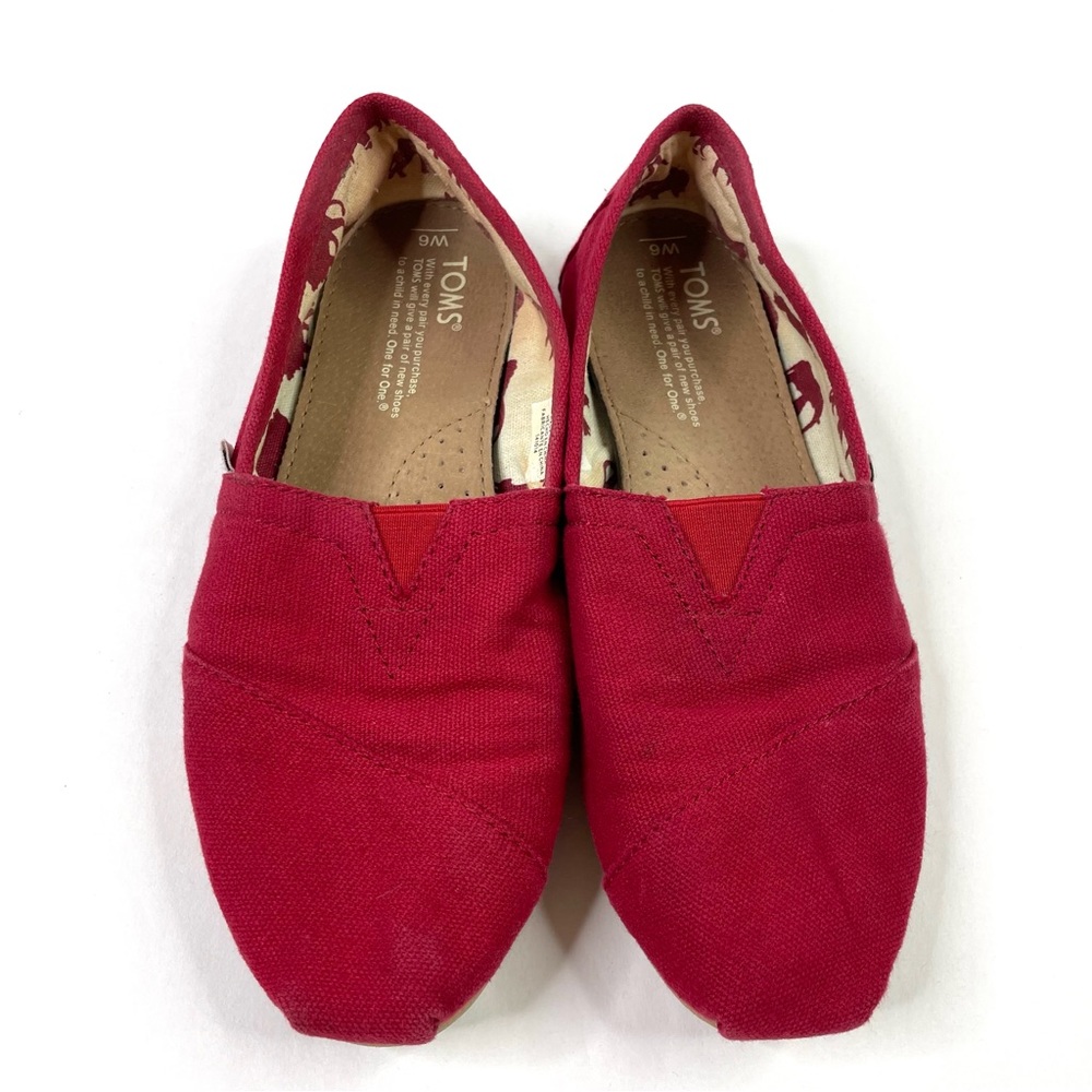 TOMS Red Canvas Espadrille Loafers